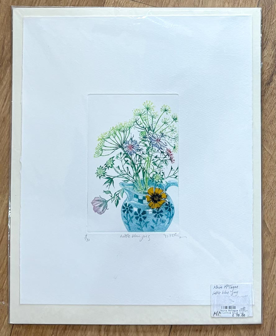 Moira McTague Etching: Little Blue Jug Original_Just Makers
