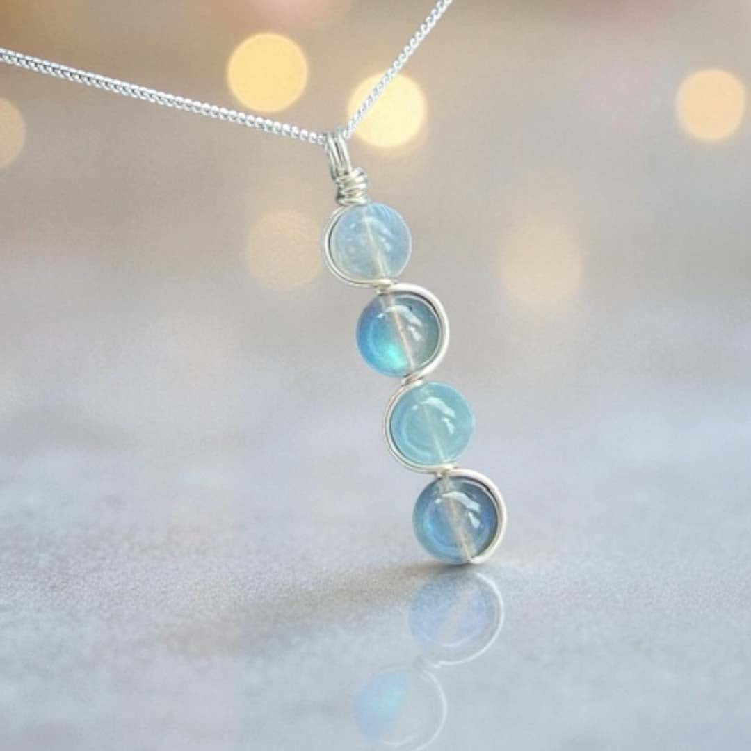 Moonstone, Labradorite and Aquamarine Necklace - Hart, Body and Soul_Just Makers
