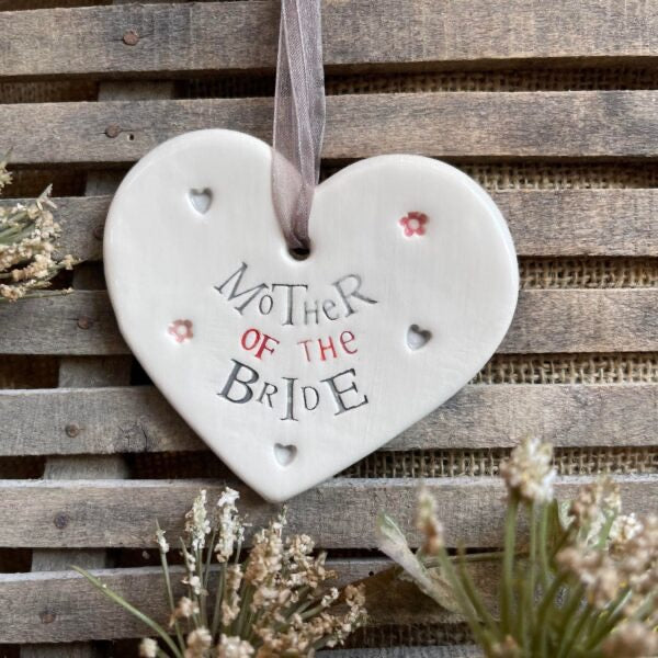 Heart-shaped ceramic plaque with &
