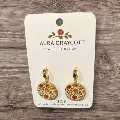 Multi-Coloured Floral Wooden Dangle Earrings - Laura Draycott_Just Makers