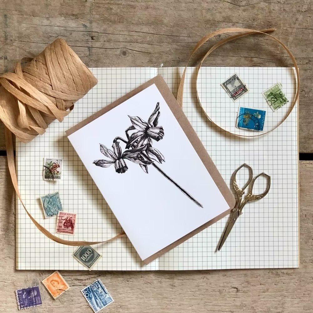 Narcissus Greeting Card - Little Snowdrop Designs_Just Makers