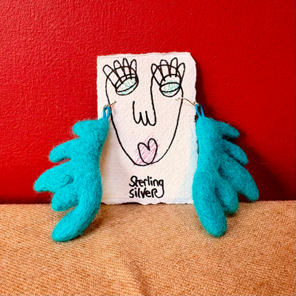 Needle Felted Sterling Silver Earrings - Felts by Hannah_Just Makers