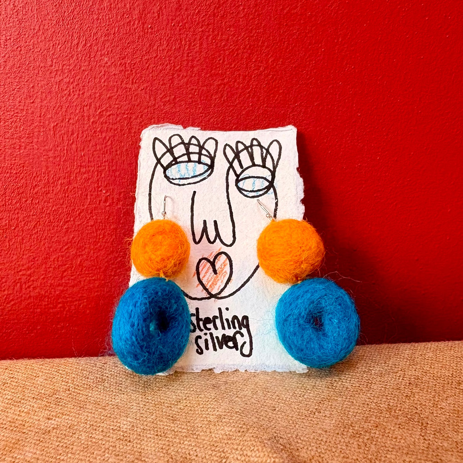 Needle Felted Sterling Silver Earrings - Felts by Hannah_Just Makers