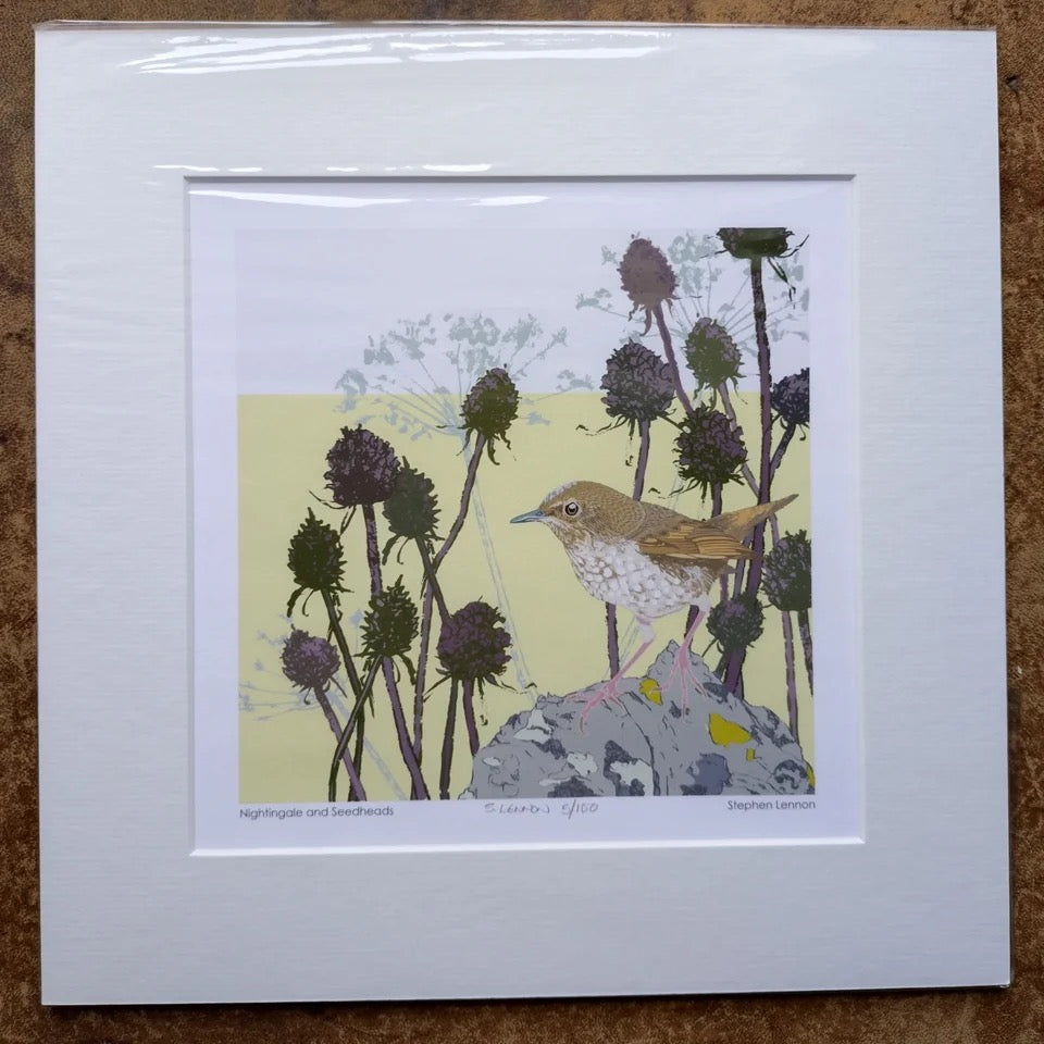 Nightingale and Seedheads Print by Umbellifer_Just Makers