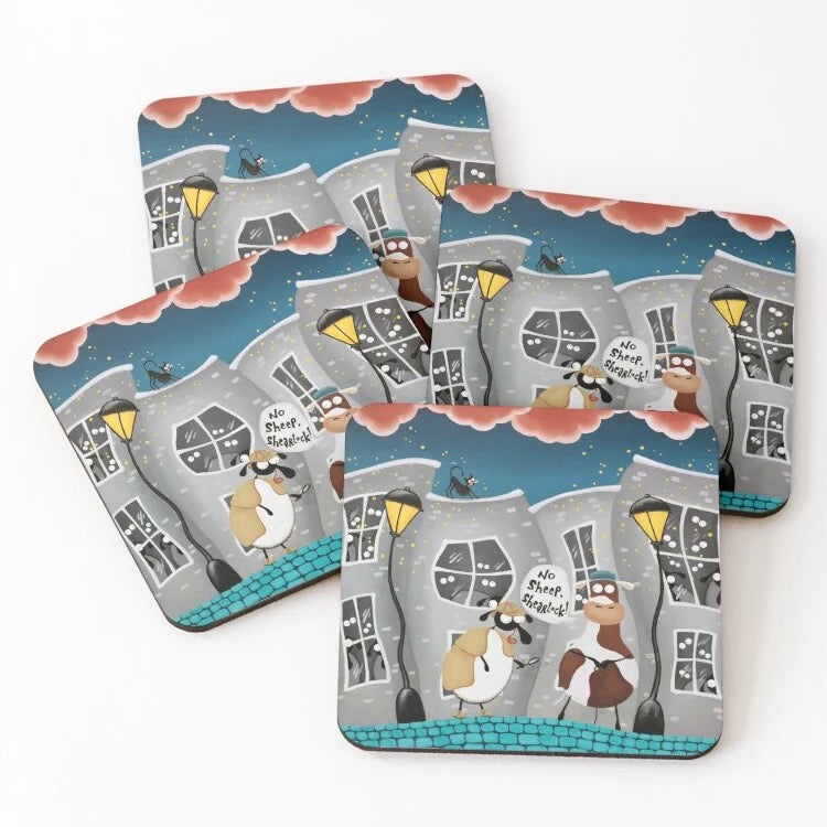 No Sheep Shearlock Coaster - Mervyn Tay Art_Just Makers