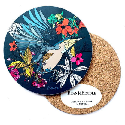 Nuthatch Cherry Blossom Coaster - Bean and Bemble - Just Makers Bean and Bemble