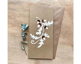 Oak Leaf Motif Papercut Card - Natty Deco_Just Makers