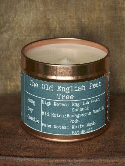 Old English Pear Tree Rose Gold Tin Candle - Kandlers Table_Just Makers