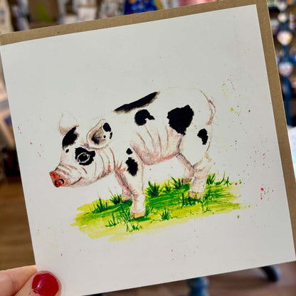 Old Spot Piglet Greeting Card - Little Snowdrop Designs_Just Makers