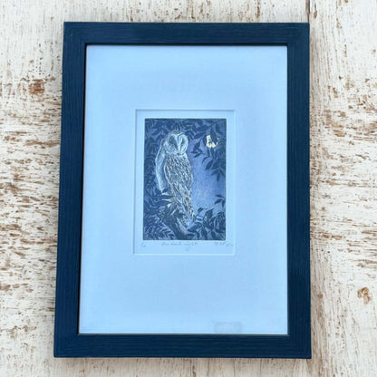 One Dark Night, Barn Owl Original Framed Etching - Moira McTague - Just Makers Moira McTague