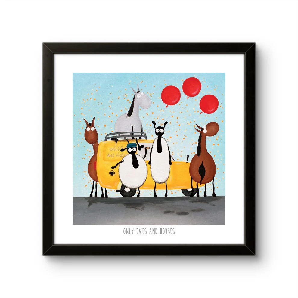 Only Ewes and Horses 10&quot; Print - Mervyn Tay Art_Just Makers