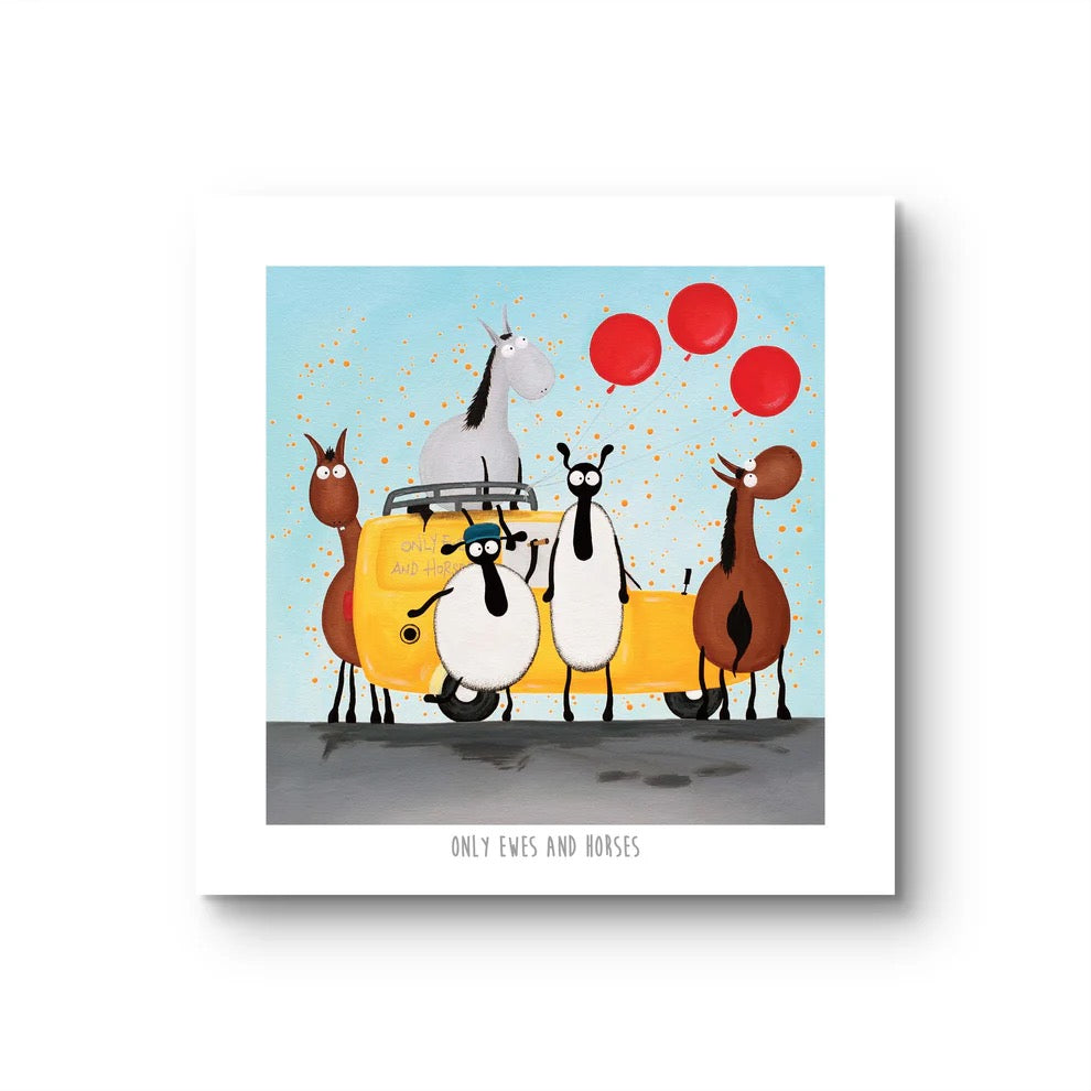 Only Ewes and Horses 10&quot; Print - Mervyn Tay Art_Just Makers