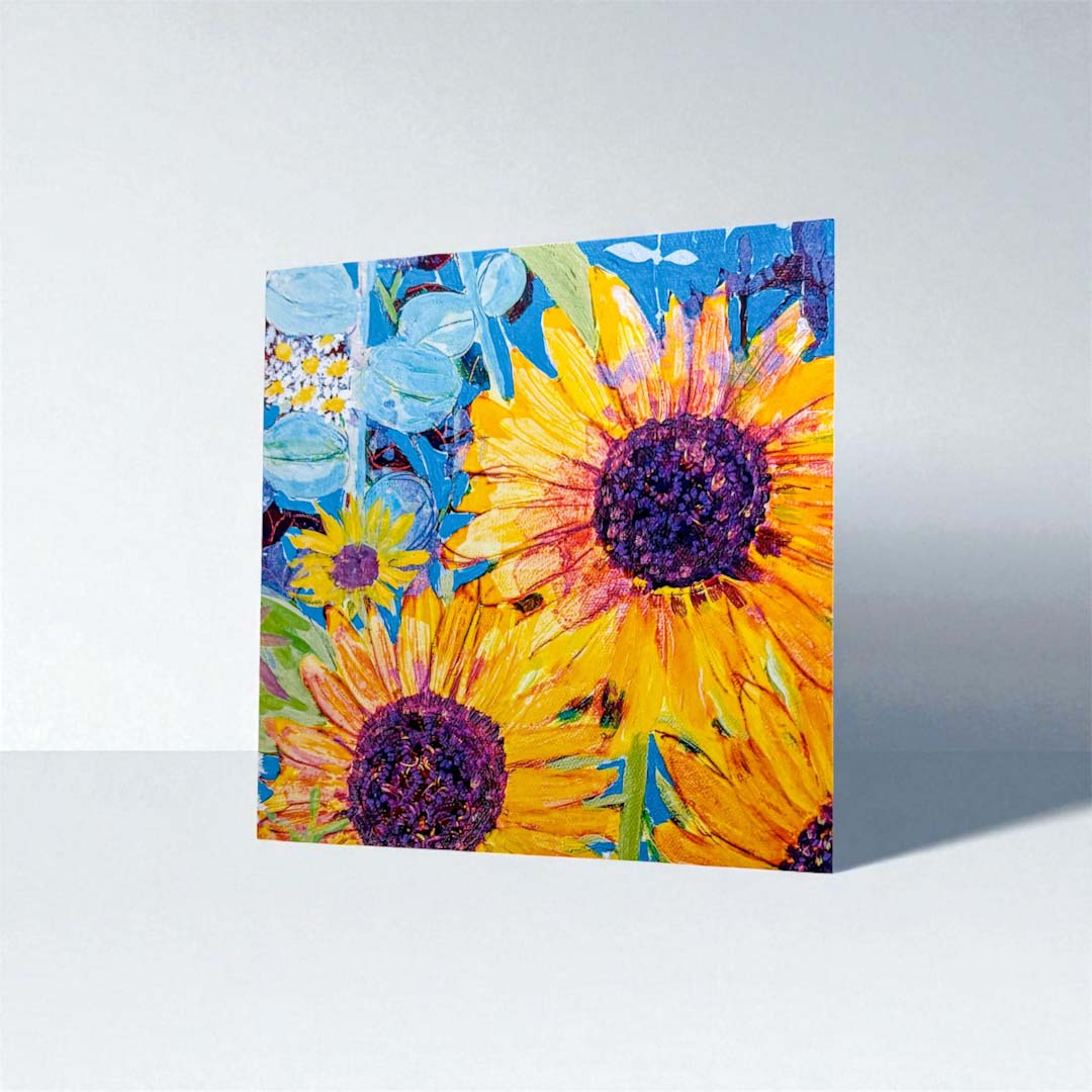Orange and Blue Border Greeting Card - Gill Kirk_Just Makers