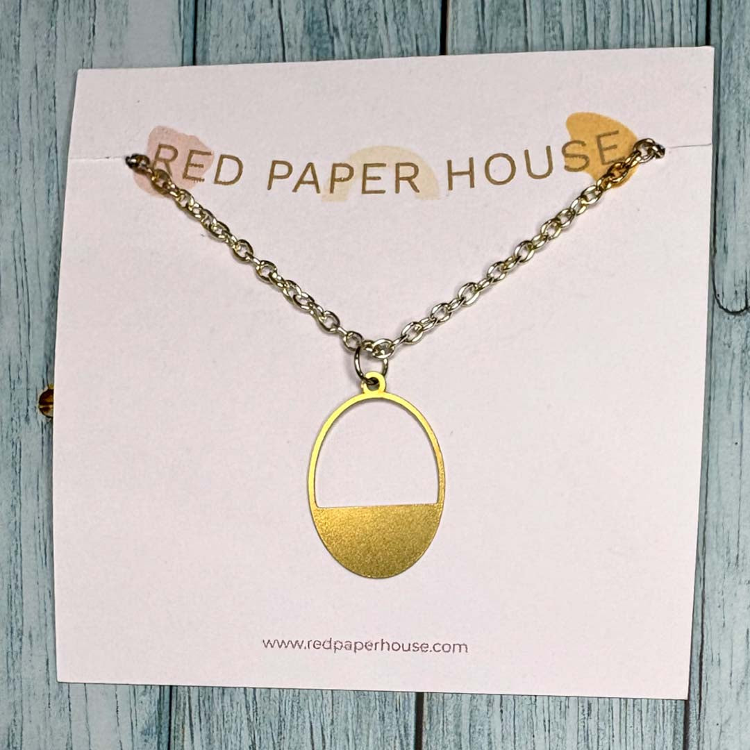 Oval Brass Necklace - Red Paper House_Just Makers