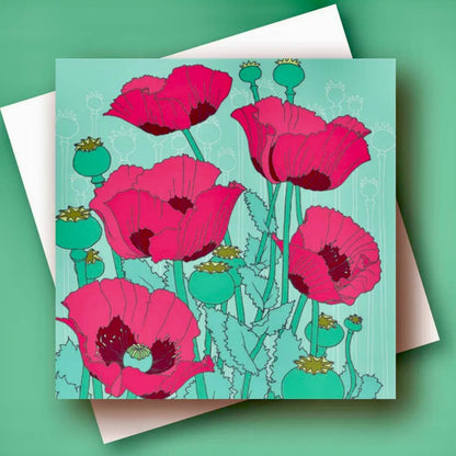 Papaver somniferum (Poppies) Greeting Card - Umbellifer_Just Makers