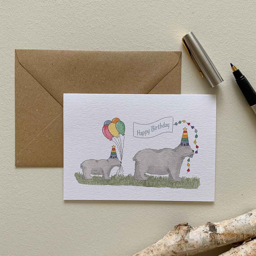 Party Bears with Birthday Cheer Card - Bramble Wood and Co_Just Makers