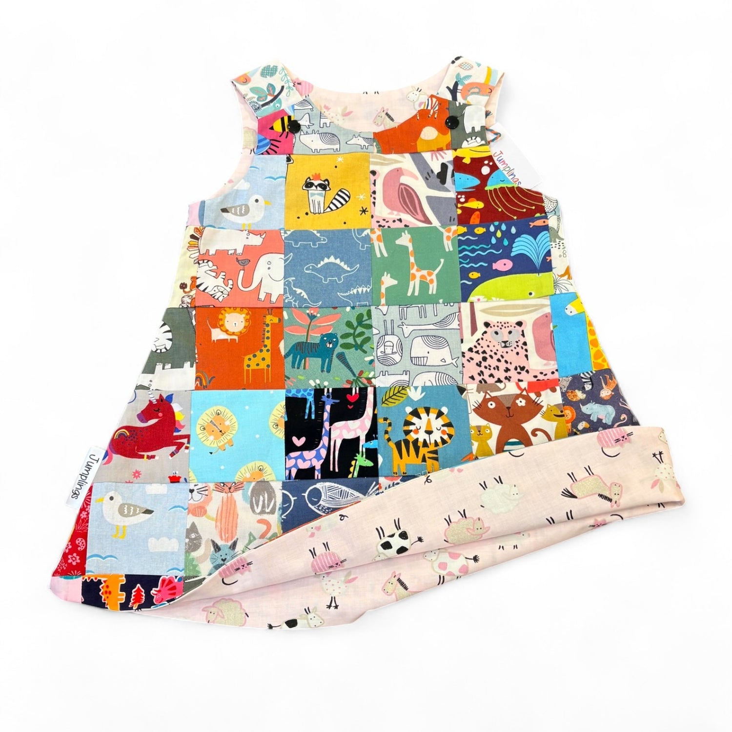 Patchwork and Farmyard Reversible Dress 3-4 Years - Jumplings Clothes_Just Makers