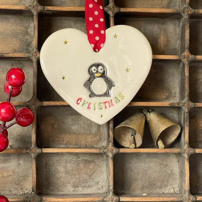 Penguin Christmas Heart Decoration - Jamali Annay Designs_Just Makers