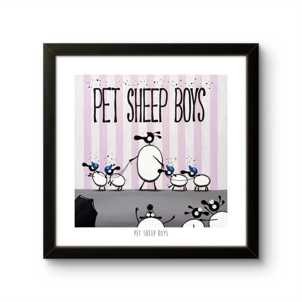 Pet Sheep Boys 10&quot; Print Framed- Mervyn Tay Art_Just Makers