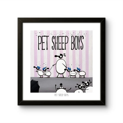 Pet Sheep Boys 10&quot; Print Framed- Mervyn Tay Art_Just Makers