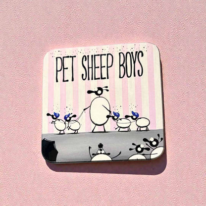 Pet Sheep Boys Coaster - Mervyn Tay Art_Just Makers