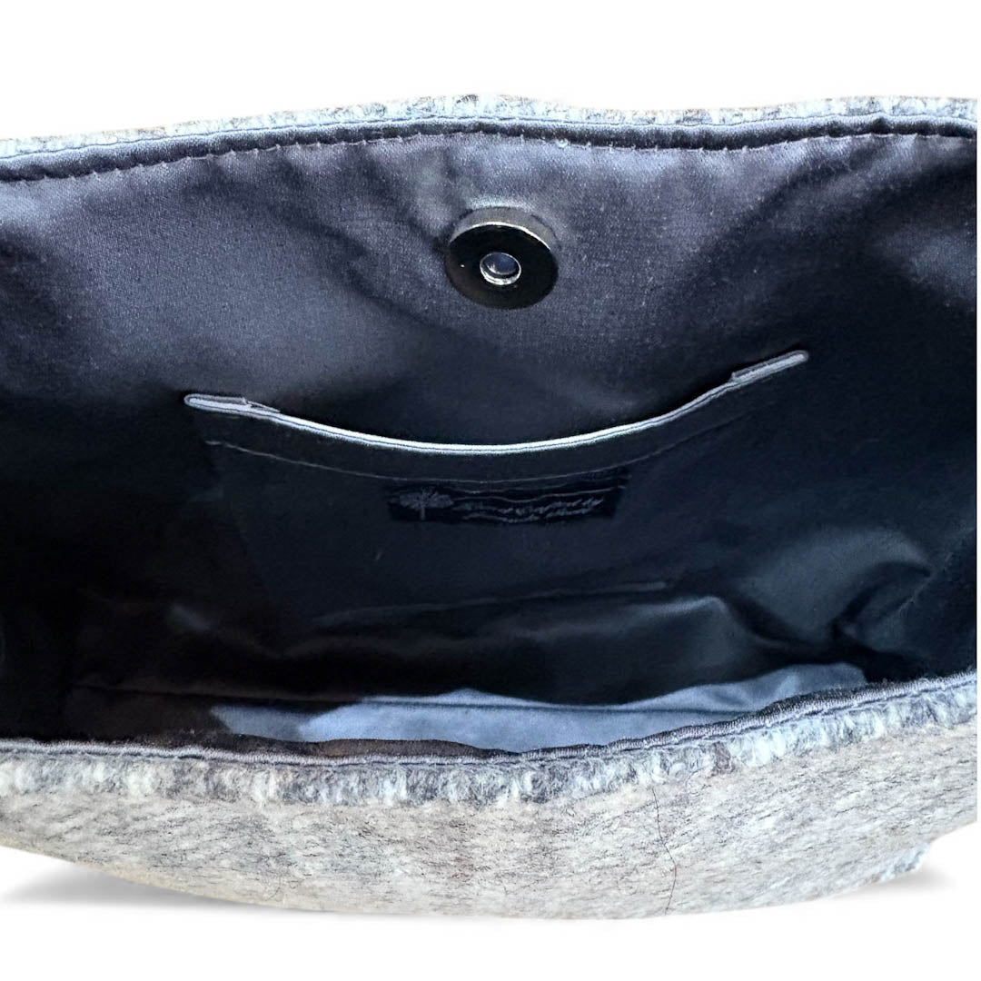 Grey 100% Wool Bucket Handbag - Amanda Scott