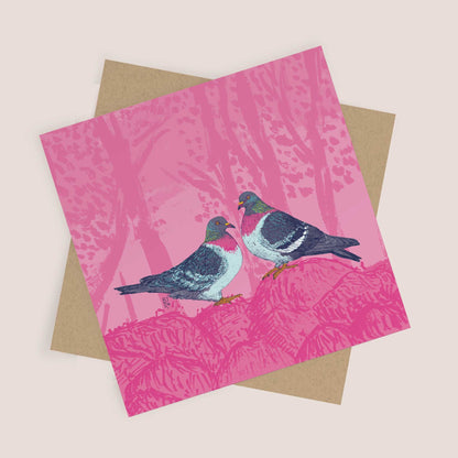 Pigeons Pair Greeting Card - Bejojo Art_Just Makers