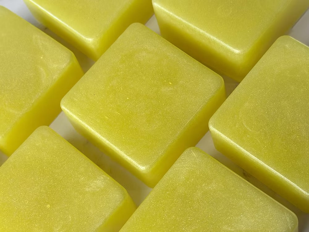 Close-up of yellow soap bars on a white background_crafts and bubbles_just makers