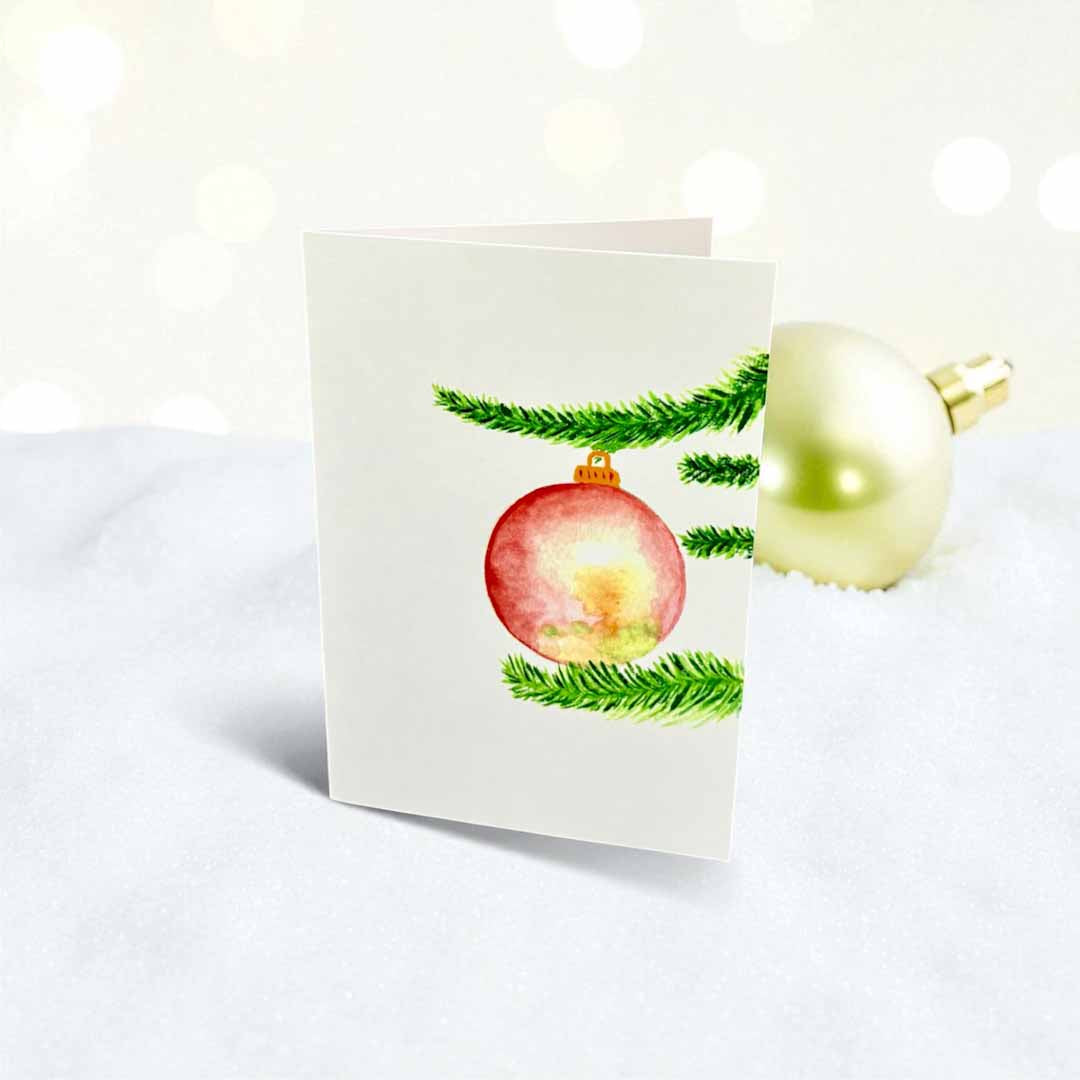 Pink Bauble Christmas Card - Beverley Holgate_Just Makers