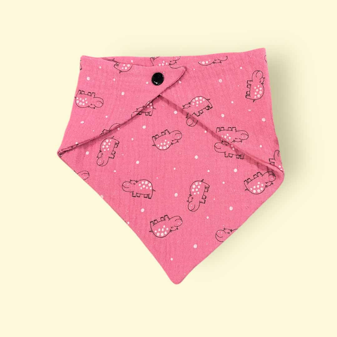 Pink Hippo Dribble Bib - Jumplings Clothes_Just Makers
