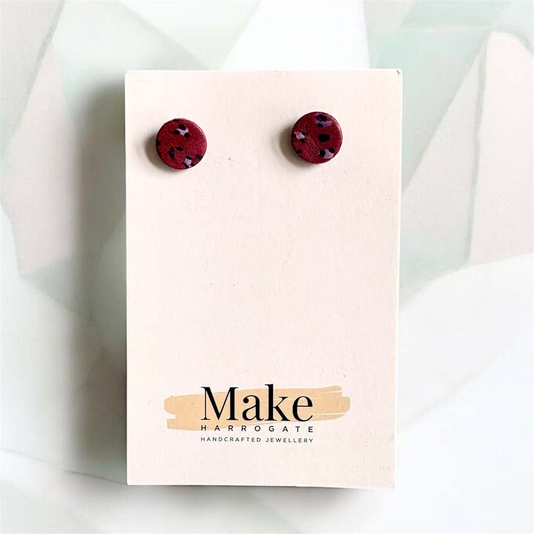 Pink Leopard Print Studs - Make Harrogate_Just Makers