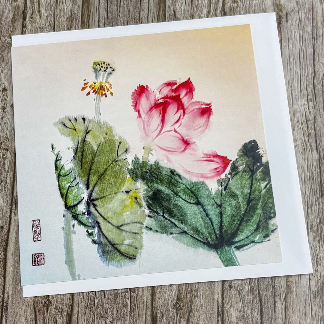 Pink Lotus Flower Greeting Card - Su Yao_Just Makers