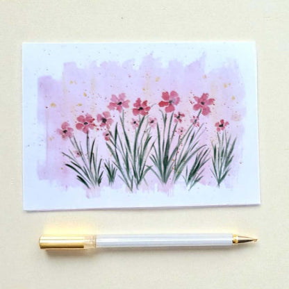 Pink Meadow Flowers Card - Beverley Holgate - Just Makers Beverley Holgate