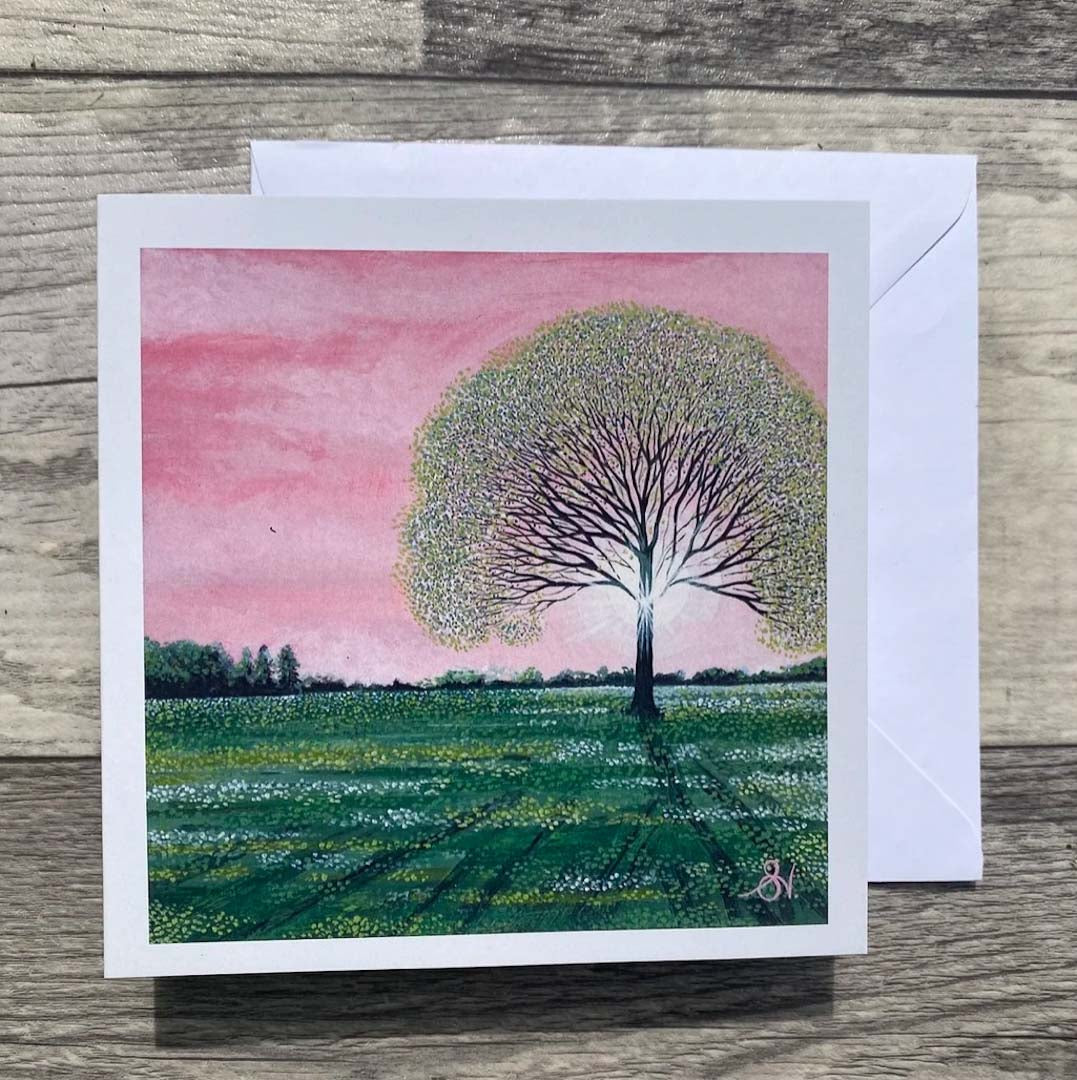 Pink Paradise Square Card by Sarah Jane Nicholls