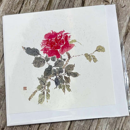 Pink Rose Greeting Card - Su Yao - Just Makers Su Yao Wukong China Art Craft