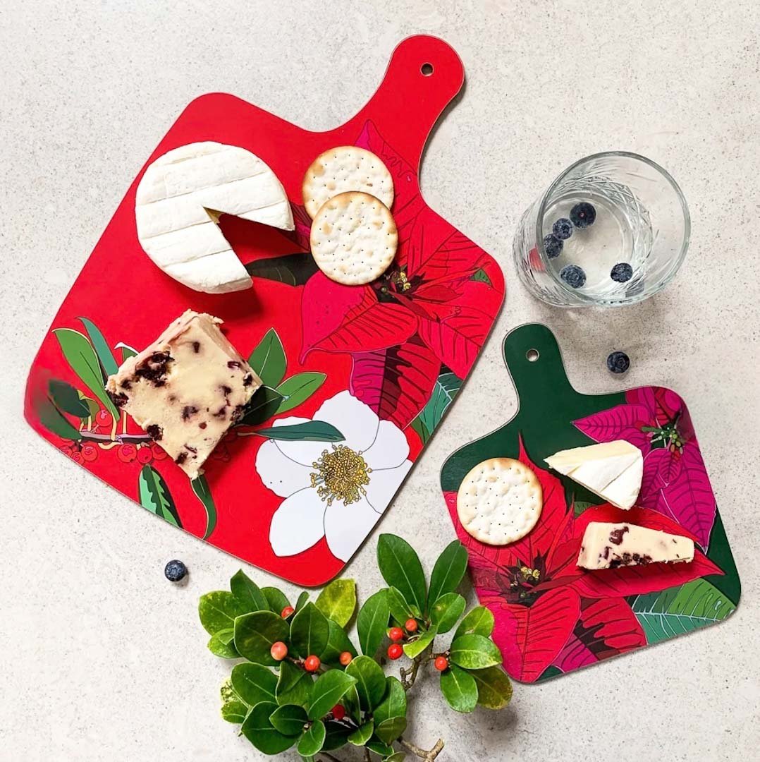 Poinsettia Mini Chopping Board - Bean and Bemble - Just Makers Bean and Bemble