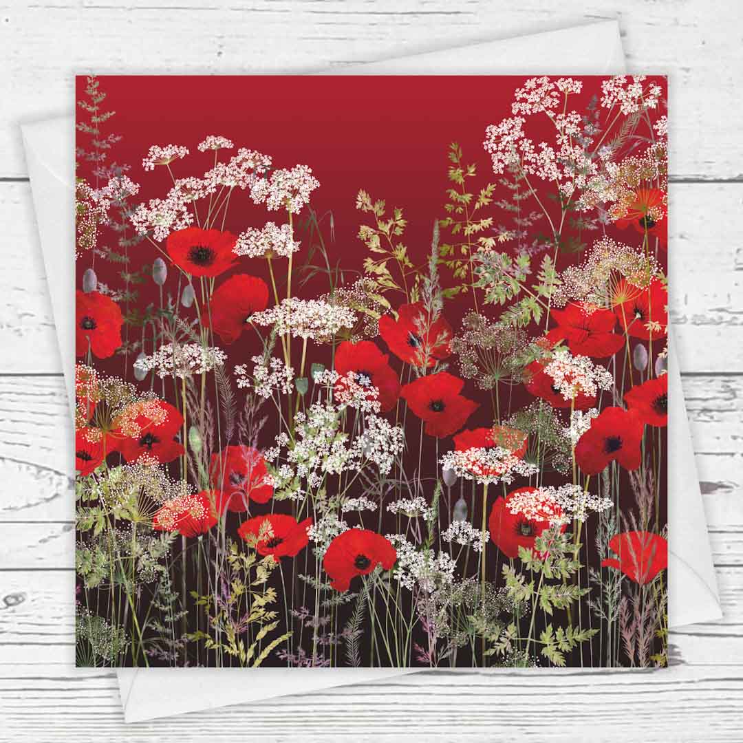Poppy Field at Sunset Greeting Card - Fiona Calder_Just Makers