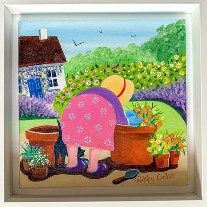 Potting Up With Pamela Original Painting - Nikky Corker - Just Makers Nikky Corker