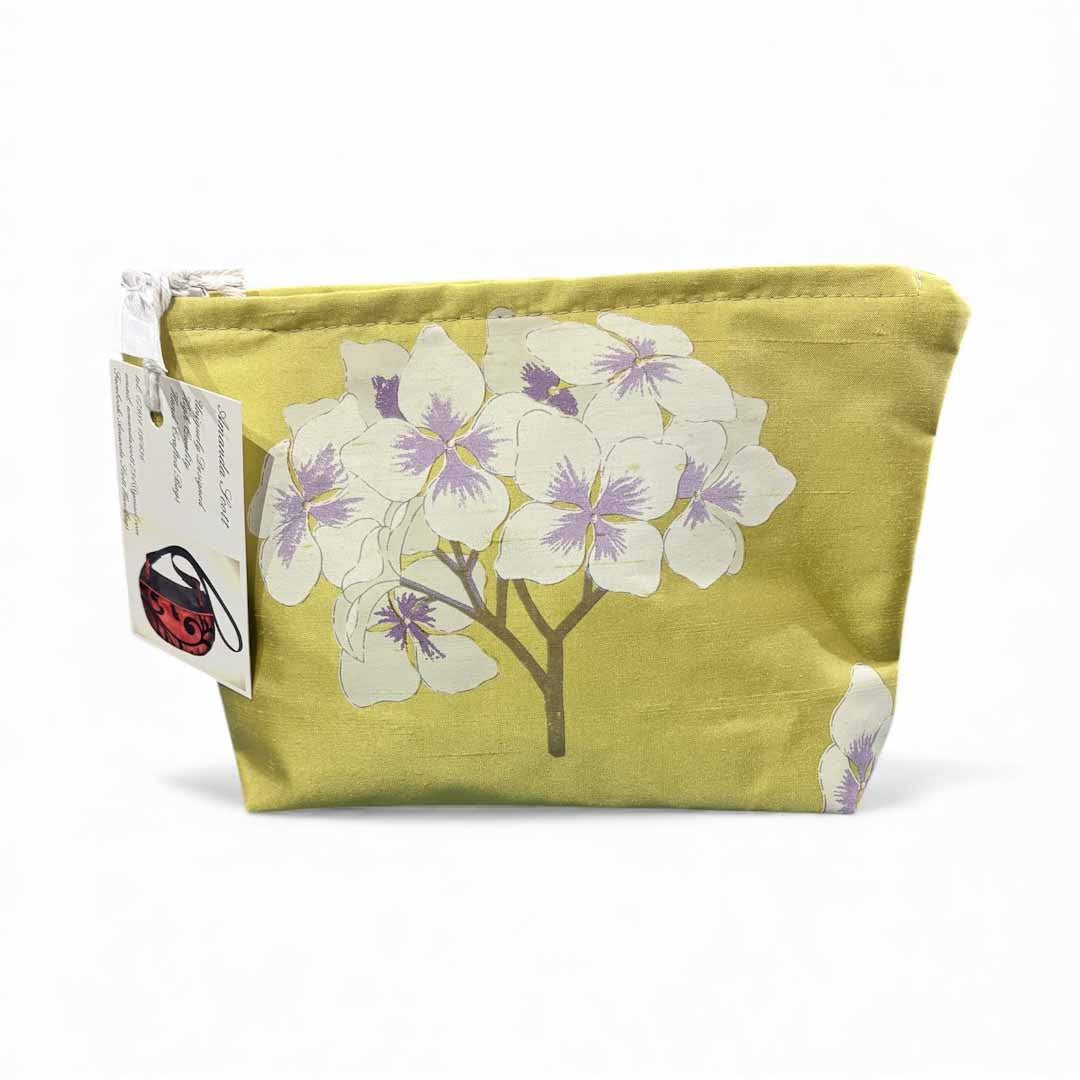 Printed Hydrangea Silk Make Up Bag - Amanda Scott_Just Makers