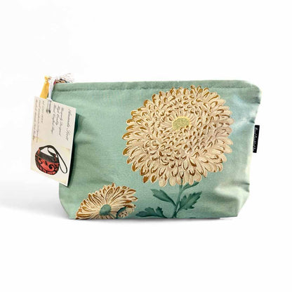 Printed Teal Silk Make Up Bag - Amanda Scott_Just Makers
