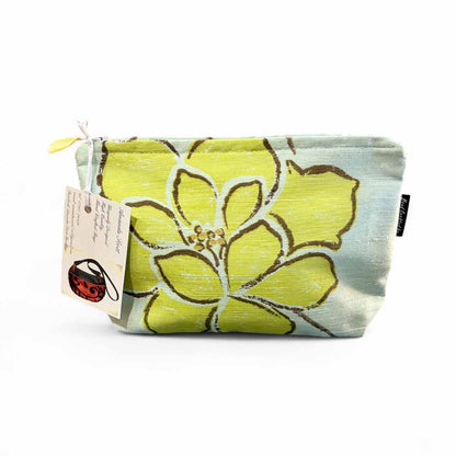 Printed Turquoise Silk Make Up Bag - Amanda Scott_Just Makers