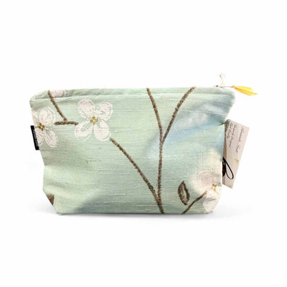 Printed Turquoise Silk Make Up Bag - Amanda Scott_Just Makers