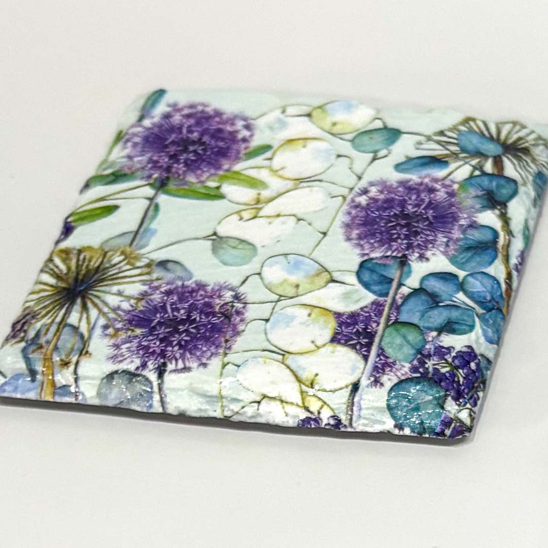 Purple Dandelion Coaster Slate - Sarah Tustin_Just Makers