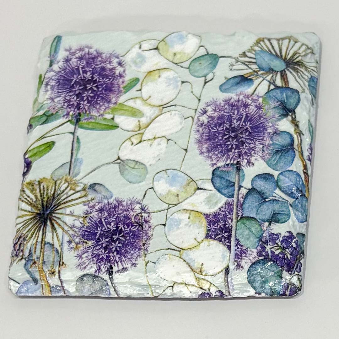 Purple Dandelion Coaster Slate - Sarah Tustin_Just Makers