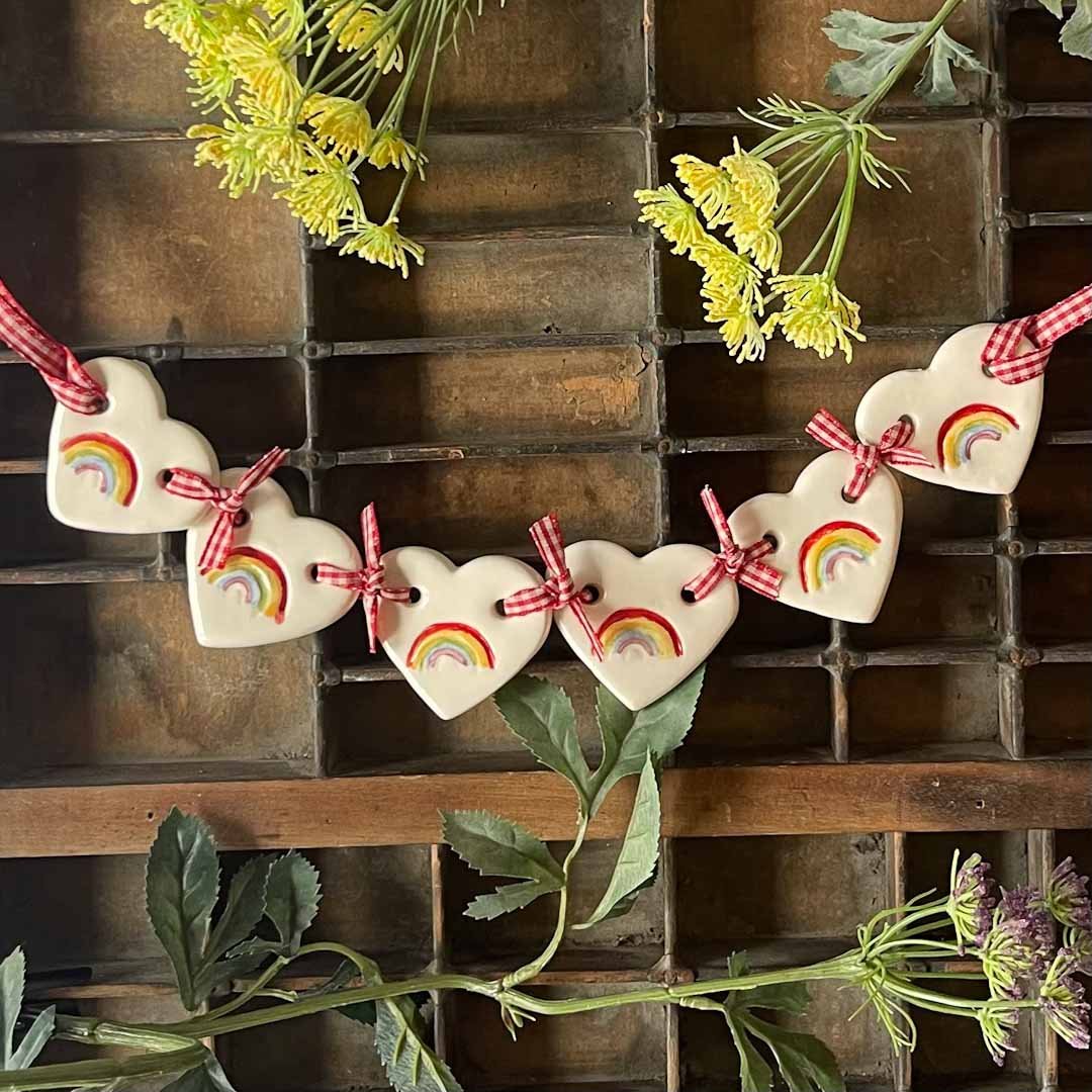 Rainbow Heart Garland - Jamali Annay - Just Makers Jamali Annay Designs