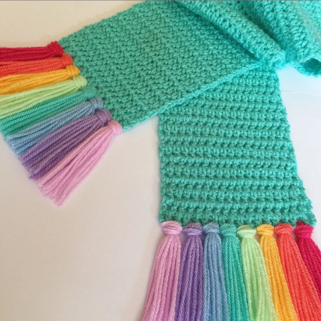 Rainbow Tassles Scarf - Robins and Rainbows_Just Makers