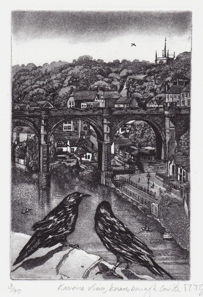 Ravens View, Knaresborough Original Framed Etching - Moira McTague_Just Makers