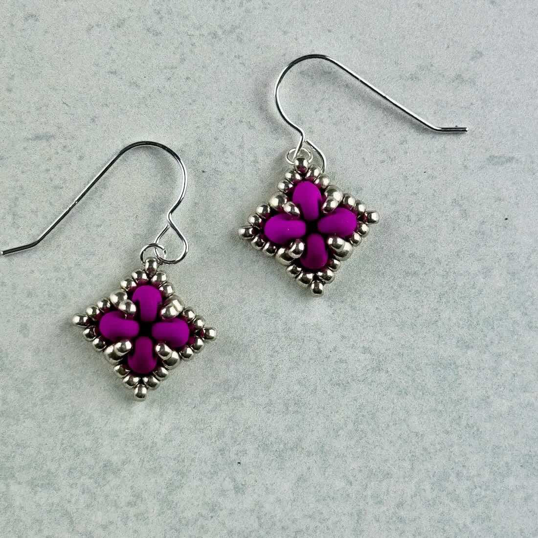Red Twin Simple Square Earrings - Ruby Jones_Just Makers