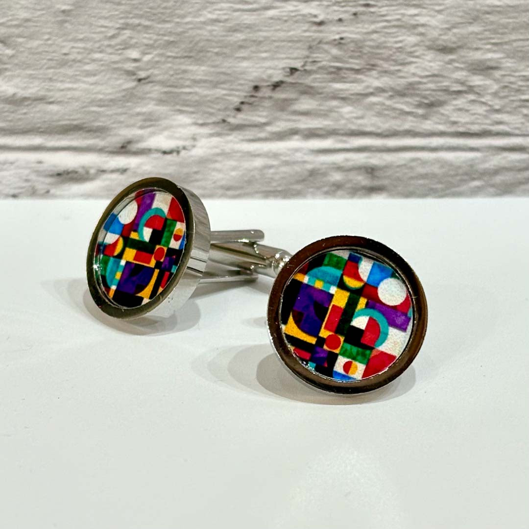 Retro Multicoloured Cufflinks - Nancy Jones_Just Makers