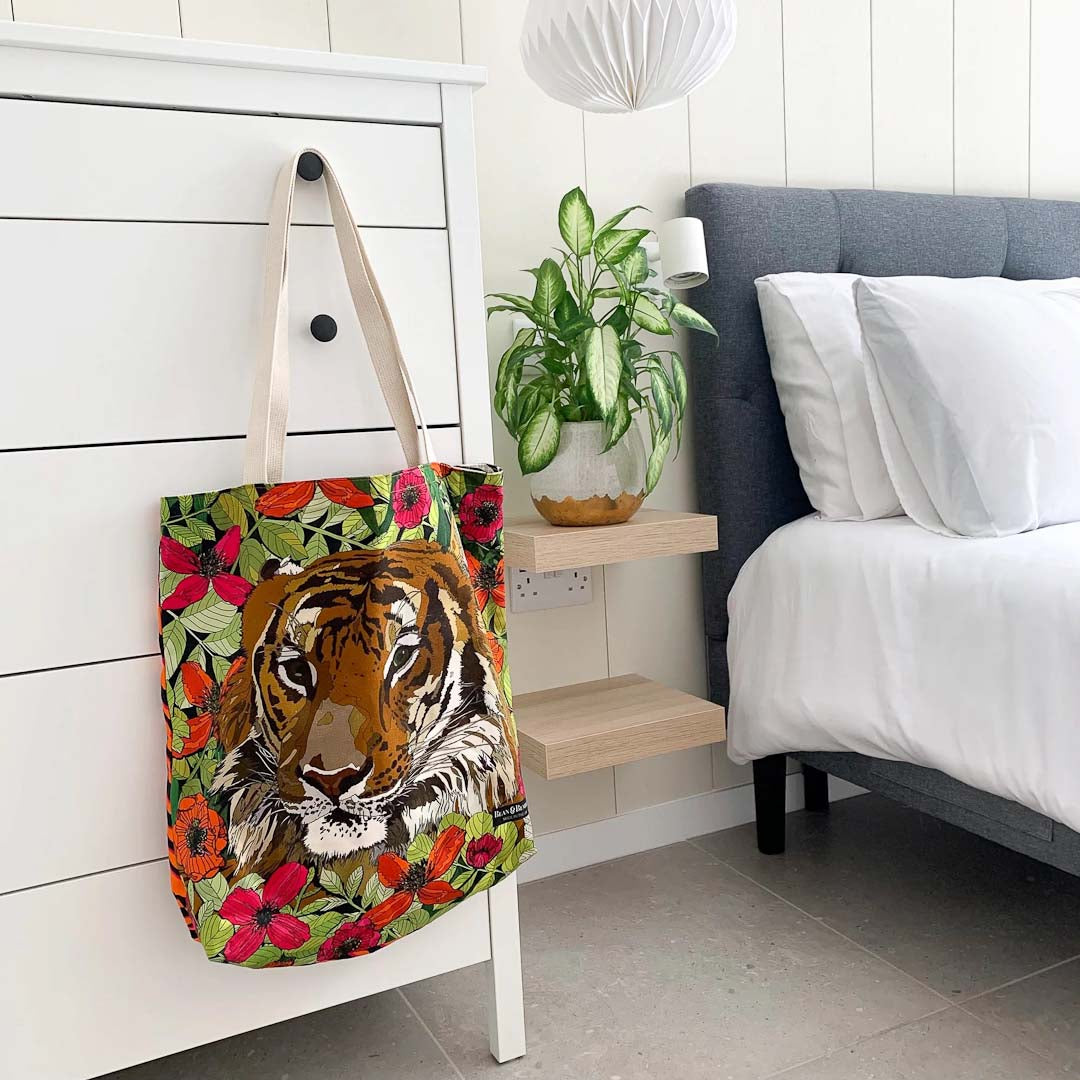 Reversible Tiger Print Tote Bag by Bean and Bemble_Just Makers